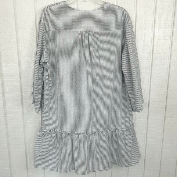 A New Day Target Women Shirt Dress 3/4 Sleeve Blue Preppy Coastal Cotton Size XL - Picture 6 of 8